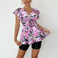 thumbnail image 4 of Maillots de Bain pour Femmes, Imprimé Tendance, Col en V à Volants, Multicolore, m, 4 of 6