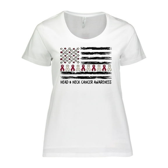 Inktastic Head and Neck Cancer Awareness- Flag and Ribbon Women's Plus Size T-Shirt