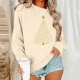 thumbnail image 2 of lulshou Women's Christmas Print Sweatshirt - Holiday Cozy Pullover, Cute Xmas Graphic Long Sleeve Crewneck Shirt, Khaki, XXXL, 2 of 6
