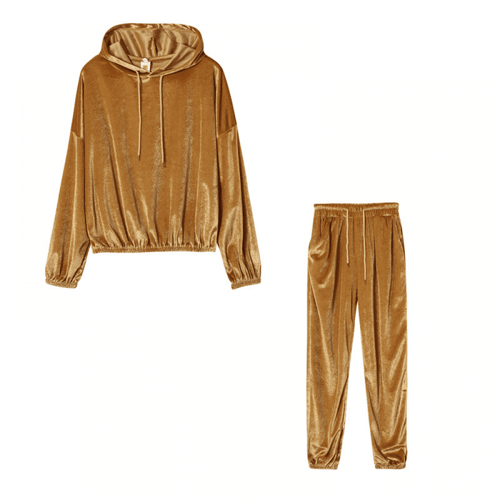 gold velvet sweatsuit