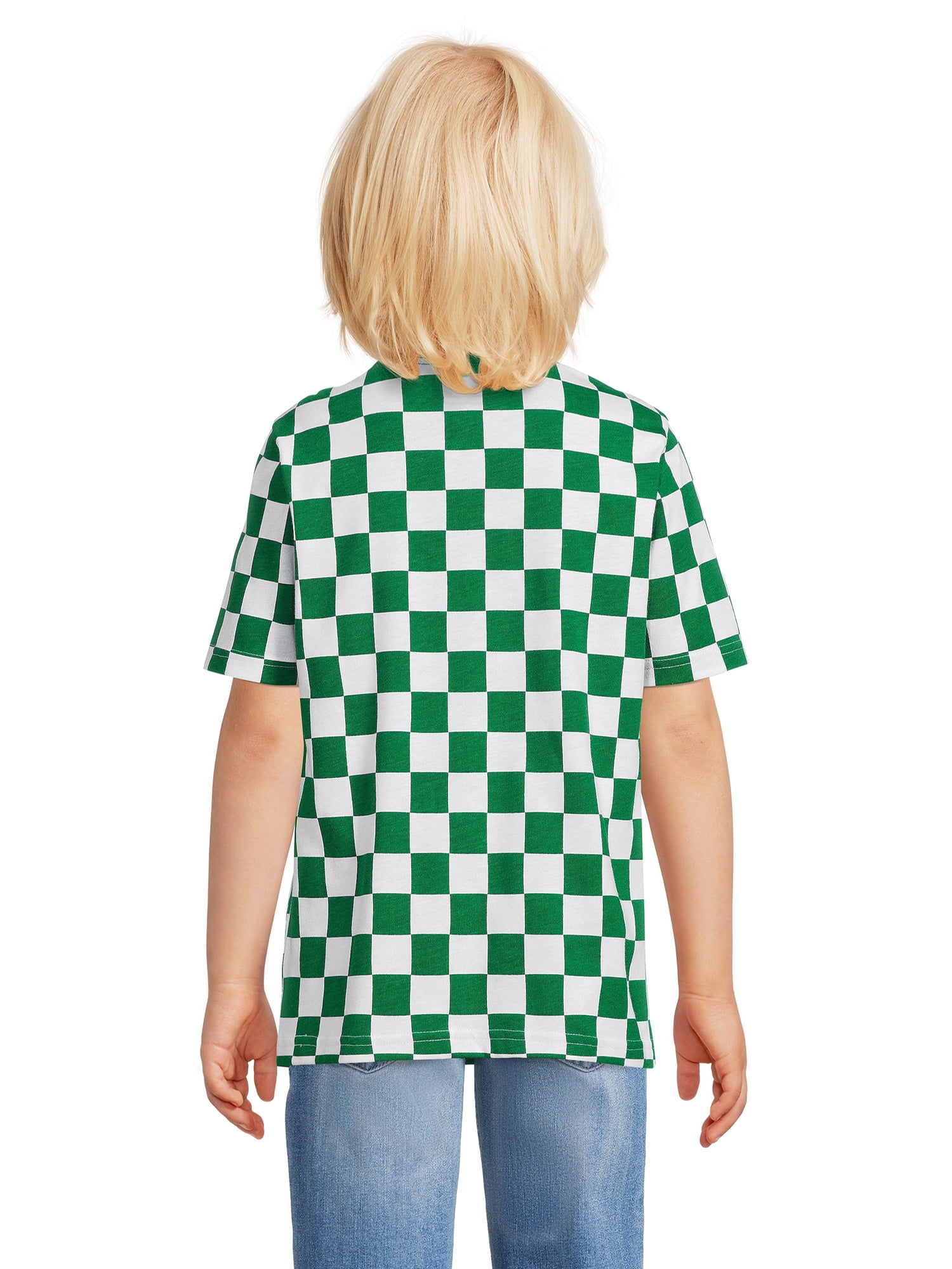 Saint Patrick’s Day Boys Big Shamrock Check T-Shirt, Sizes 4-18 & Husky