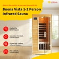 thumbnail image 2 of Heat Wave 1-2-Person Infrared Sauna Room with 4 Low-EMF Carbon Heaters, Audio System, Canadian Hemlock, 2 of 7