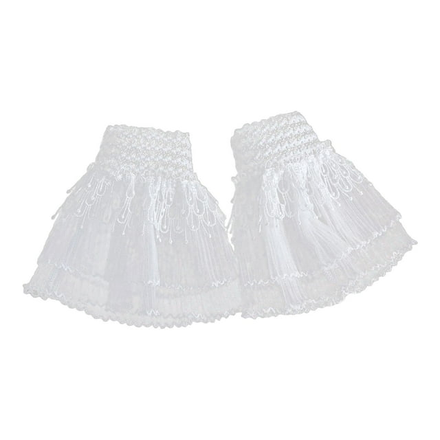 Paquete de 2 puños falsos, puños plisados de encaje versátiles vintage para mujer,
