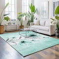 thumbnail image 3 of 3'x5' Area Rugs, Teal Spring Floral Indoor Outdoor Area Rug for Living Room Bedroom, Vintage Luxury Botanical Washable Bathroom Rugs Kitchen Floor Carpet Mats Home Decor Aesthetic, 3 of 7