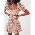 thumbnail image 2 of LMLYSoH Women's Summer Floral Print Dress Short Puff  Square Neck Cutout Waist Slim Mini A-Line Dress, 2 of 6