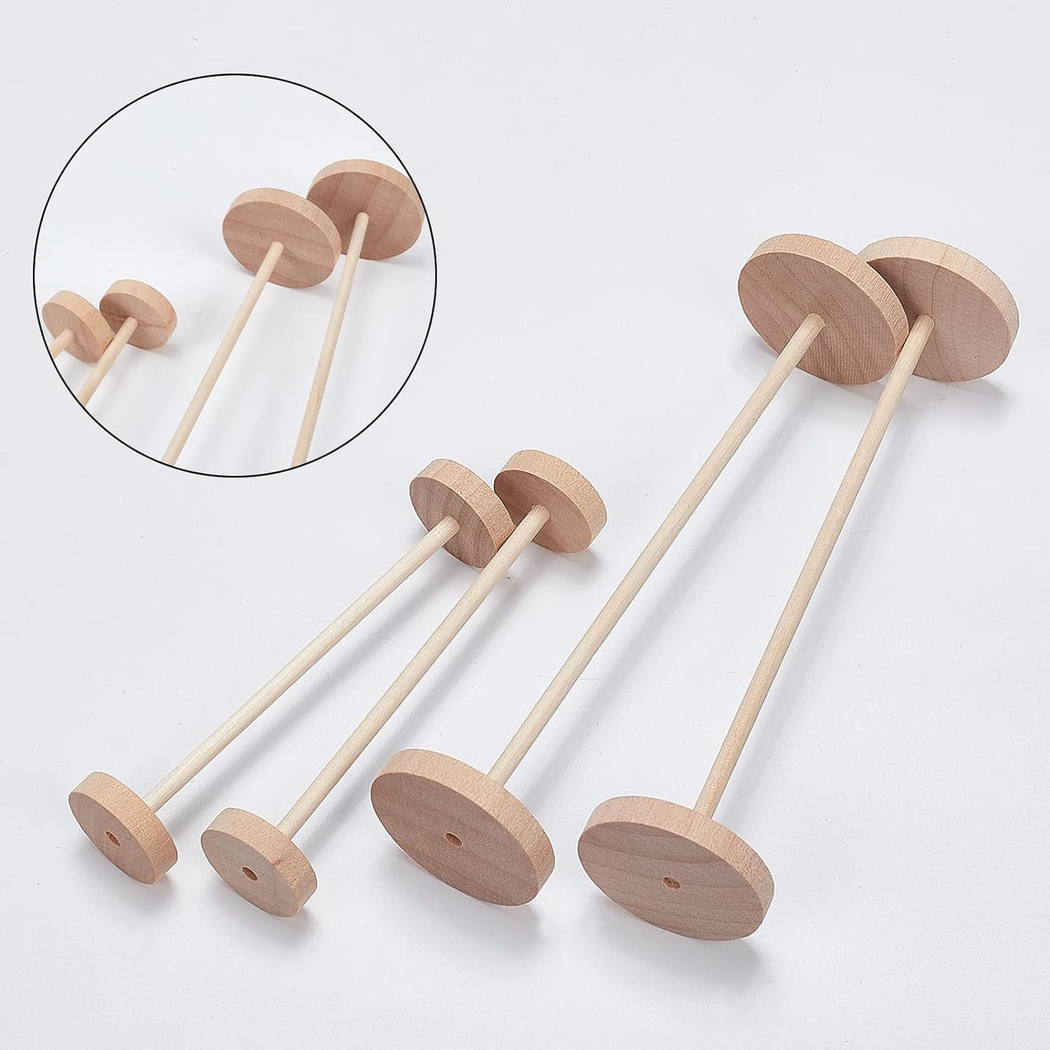 108pcs Unfinshed Wood Wheels with Wooden Sticks for DIY Crafts Painting