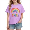 thumbnail image 2 of Cethrio Girls T Shirts, Cotton School Short Sleeve Graphic Tees Summer Tops Purple Size 10, 2 of 3