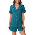 thumbnail image 5 of Ekouaer Pajamas Set for Women 2 Piece Pjs Short Sleeve Sleepwear Button Down Lounge Shorts Sets, 5 of 6