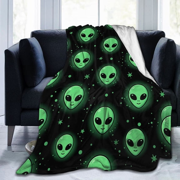 Alien Throw Blanket, Soft Warm Cozy Blanket for Bed Sofa, Unique Fantasy Design Blanket Gift for Alien Lovers, Holiday Gift 50x40