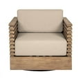 thumbnail image 4 of Vivid Swivel Outdoor Patio Chair in Light Eucalyptus Wood with Taupe Cushions, 4 of 12