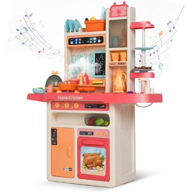 Uenjoy Kids Mini Kitchen Playset Plastic Pretend Play Kitchen with