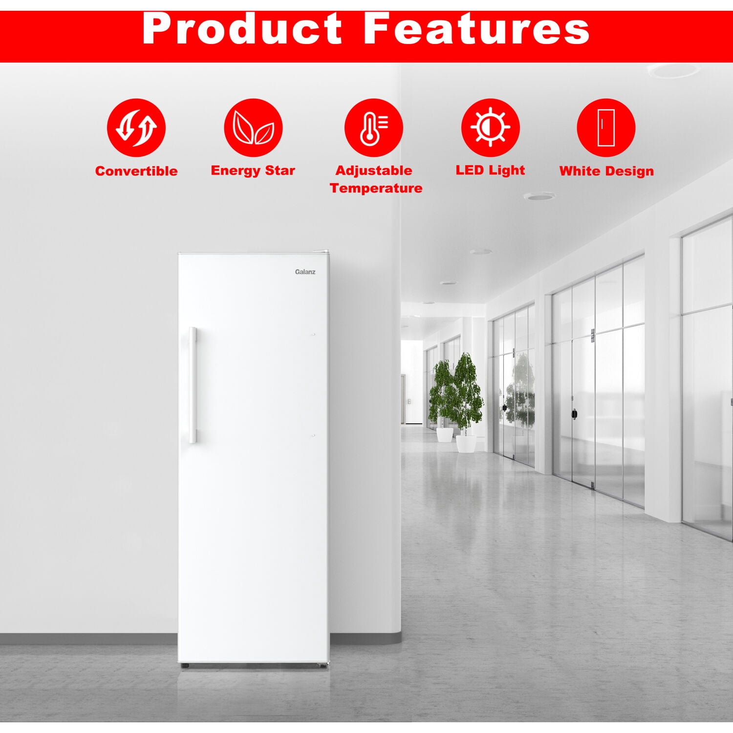 Galanz 11-Cu. ft. Convertible Upright Freezer, White, 66 in tall, GLF11UWEA16