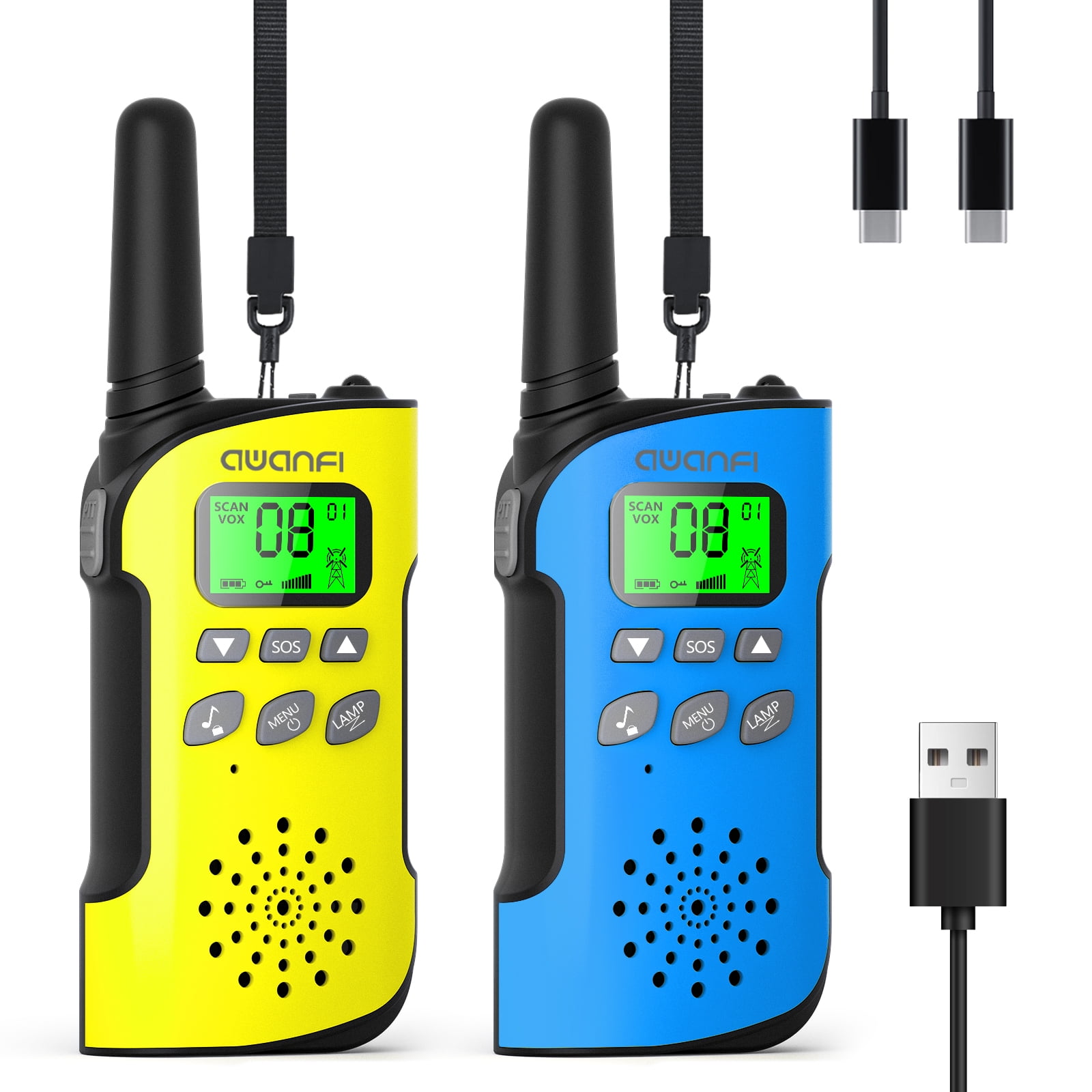 Bobela Talkie Walkie Enfants Rechargeable 8 Canaux Longue Portée à 3 Km