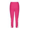 thumbnail image 5 of Stamzod Yoga Pants Women Capri Leggings Summer Solid Color Elastic Waist Lace Cropped Pants Casual Slim Fit Stretch Plus Size Capris for Women Hot Pink S, 5 of 6