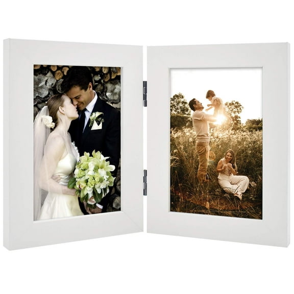 Golden State Art 2-Opening 4x6 Vertical Hinged Family Picture Frames, White, 1 Pack