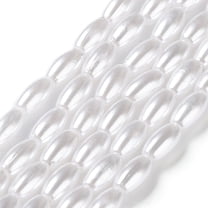 500pc Acrylic Beads Imitation Pearl Style Rice White 4mm wide 8mm long hole: 1mm