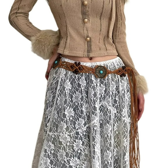 TIERPOP Fashion Beaded Rope Belt Crochet Travel Waiststrap Waist Chain Belt Waist Decors