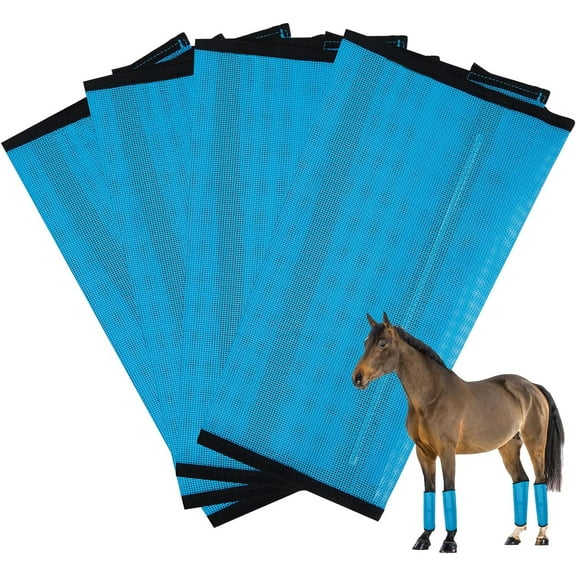 BOZHOU Fly Boots for Horses set of 4 - Pony Fly Boots - Breathable Mesh Leg Wraps for Insect Protection, Stable Accessories for Summer Turnout, Ride Gear, Horse Hoof & Leg Care