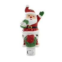 Ganz MX184795 Santa in Chimney with Cut-Out Stars Night-Light, 7-inch Height, Ceramic and Plastic
