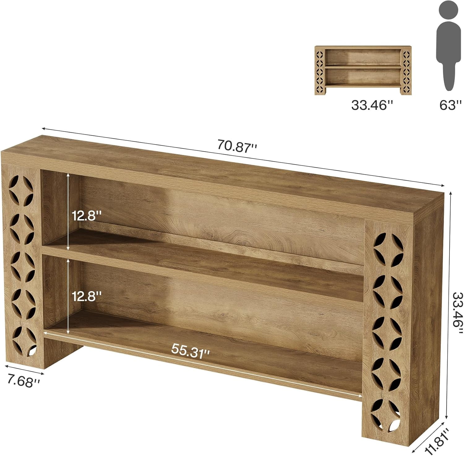 Tribesigns 70.9" Extra Long Console Table with Storage, 3-Tier Long Entryway Table for Hallway, Walnut