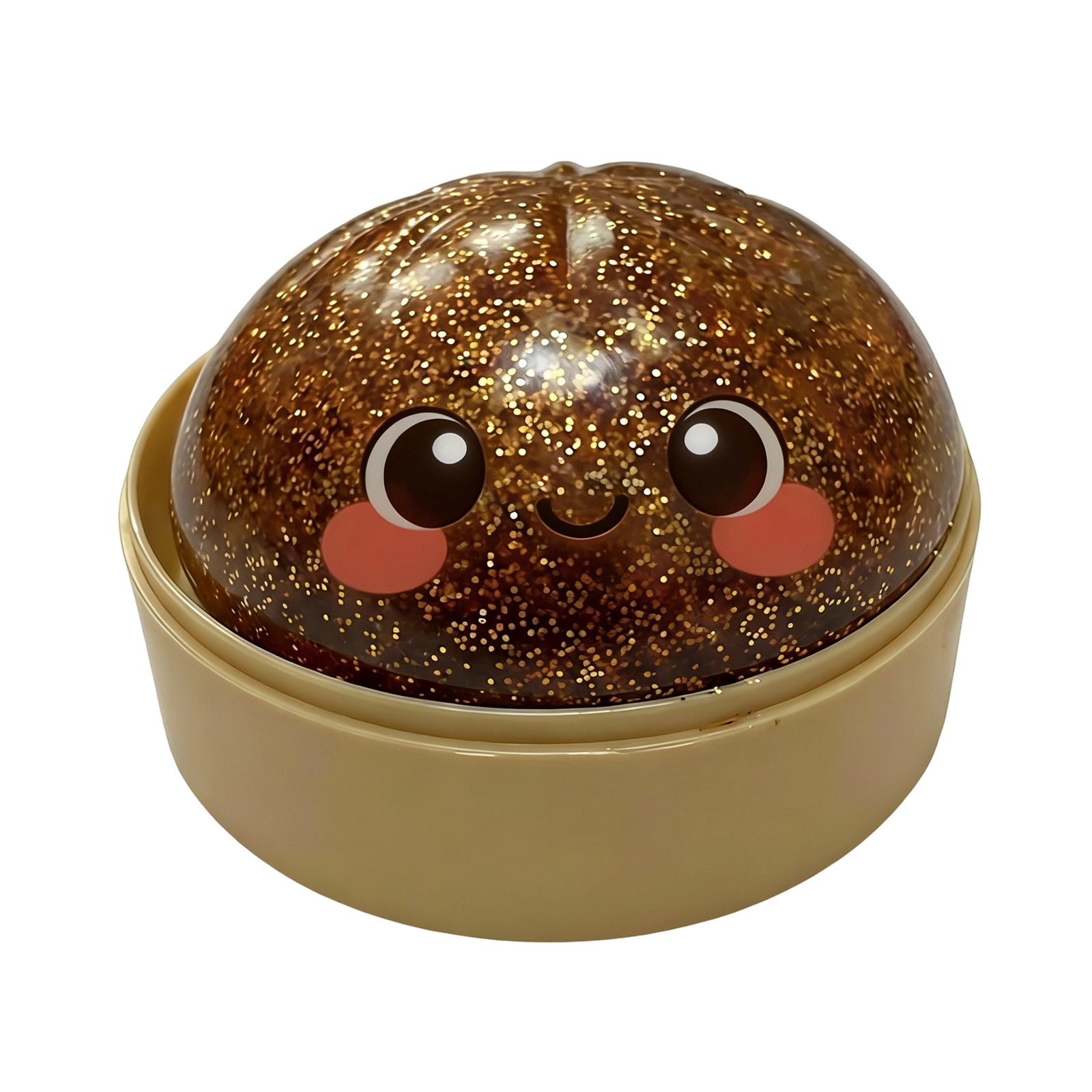 Glitter Colorful Dumpling Squishy, Cute Squishy Dumpling Large with Steamer, Squishy Dumpling Doll with Cute Expressions, Silicone Bun Sensory Fidget Dolls, Hand Pinching Decompression Dolls