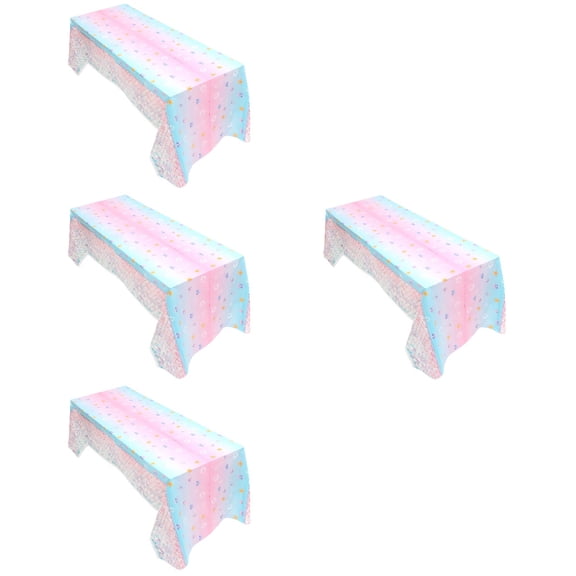 unbranded 4pcs  Birthday Party Tablecloth Mermaid Themed Tablecloth Decoration Disposable Table Cover for Party