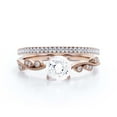 thumbnail image 1 of Dazzling Boho & hippie 1.75 Carat Round Cut Diamond Moissanite Classic Inspired Engagement Ring, Unique Twist Band Wedding Ring in 10k Solid Rose Gold, Gift For Her, Promise Ring, One Matching Band, 1 of 3
