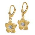 thumbnail image 2 of Auriga Fine Jewelry 14K Yellow Gold Rhodium Plumeria Dangle Earrings for Women (L - 32mm, W-16mm), 2 of 5