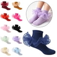 thumbnail image 7 of Lace Trim Ankle Socks for Women Girls, Soft Stretchy Ruffle Short Socks, Breathable Knit Ballet Dance Socks,Casual Liner Socks for Daily Wear, Performance, Party, Home,Black,6-8 Years, 7 of 7