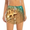 thumbnail image 2 of Balery Starfish And Seashell 1 Pantalones cortos deportivos para mujer con forro y dos bolsillos, elásticos, para entrenamiento, gimnasio, yoga-Medium, 2 of 7