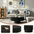 thumbnail image 4 of Miniyam Round Wood Coffee Table with Fluted Design, Walnut Finish Modern Center Table for Living Room, Apartment or Office, 4 of 8