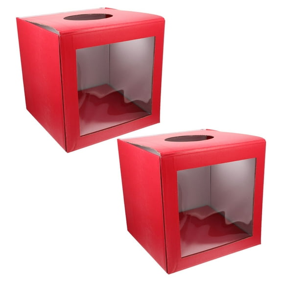 VORCOOL Red Paper Drawing Box, Fun and Exciting for Fundraising, Clear Container, 2Pcs