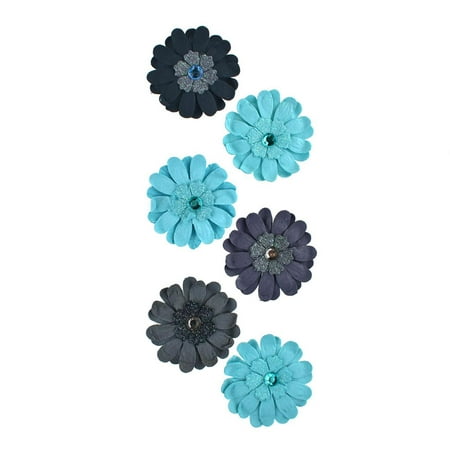 Adhesive Paper Craft Glitter Flowers, 1-1/2-Inch, 6-Piece, (Best Glitter Adhesive For Eyes)