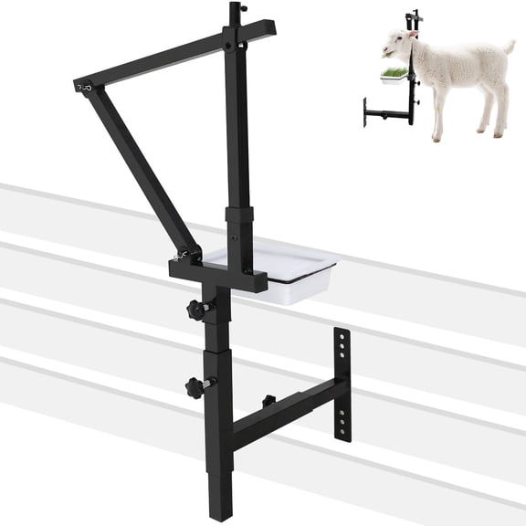 Adjustable Goat Stand Headpiece, Livestock Milking Head Holder with Removable Feeding Tray for Trimming and Shearing