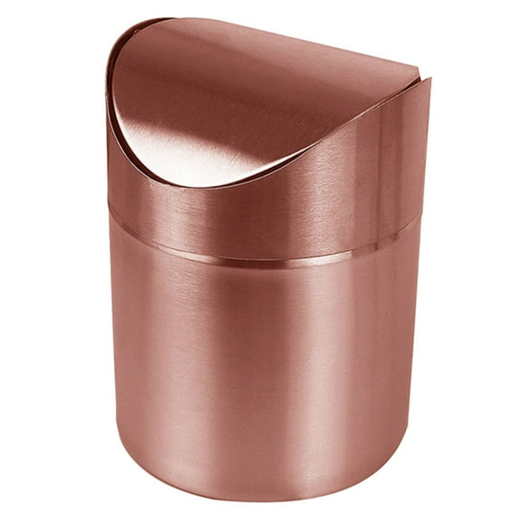 Worgeous Small Countertop Trash Can With Press Lid Waste Container For Desk Office Bedroom Kitchen Garbage Bin Rose Gold