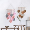 thumbnail image 3 of Dserhfy Wall Decor Large Boho Macrame Handmade Yarn Woven Wall Art Leaf Tapestry Wall Hanging with Faux Feathers for Home Decor, 3 of 7