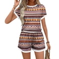 thumbnail image 4 of Halloween 2 Piece Set for Women Skull Spiderweb Crew Neck Spooky T Shirts Matching Pumpkin Candy Pleated Funny Shorts, S, 4 of 5