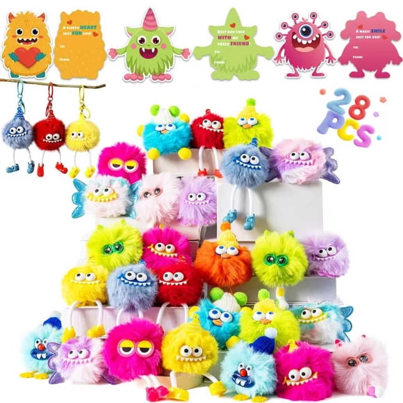 Llaveros de felpa con forma de monstruo para regalo de San Valentín Kiddelo, paquete de 28