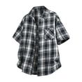 thumbnail image 3 of Dianli Gifts Summer Men's Short Sleeve Button-up Checkered Lapel Pocket Shirt Vintage Beach Thin Breathable Lightweight Cotton-Blend Button-Front Casual Vacation Travel Shirt Summer, 3 of 4
