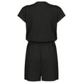 thumbnail image 6 of Summer Jumpsuit for Women V Neck Cross Lace Splicing Short Sleeve Romper Casual Loose Fit Shorts Jumpsuit, 6 of 9