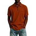 thumbnail image 5 of Men Half Zip Lapel Short Sleeve Polo Shirt Breathable Casual Chest Pocket Lightweight Solid Color Daily Tops S, 5 of 5