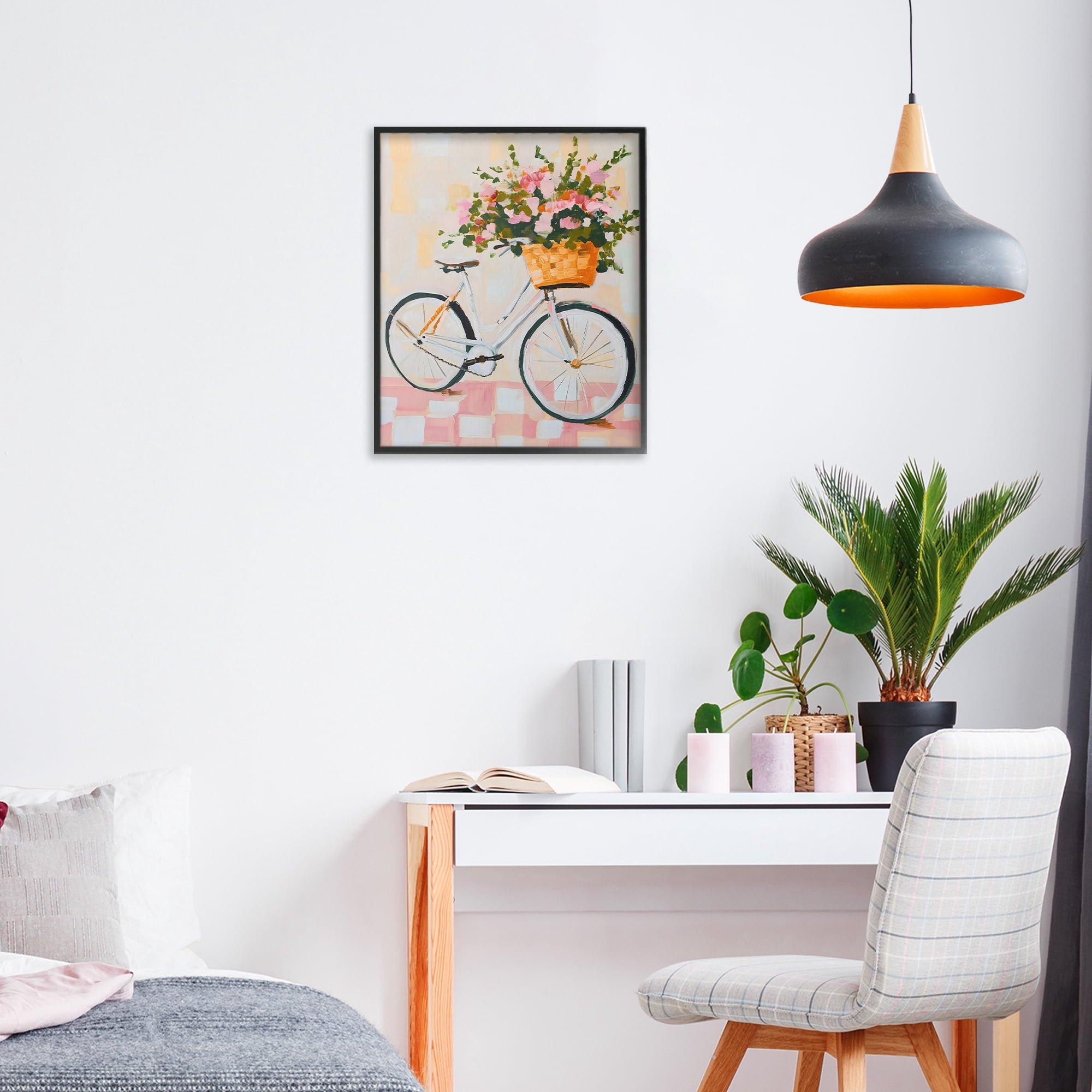 Stupell Industries Blooming Bicycle Basket Black Framed Giclee Art, design by The Prints Vibe