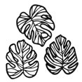thumbnail image 3 of QSTDGVPW 3 Pieces Palm Leaves Wood Wall Decor Artwork for Entryway Sofa Backdrop Shop Black, 3 of 9