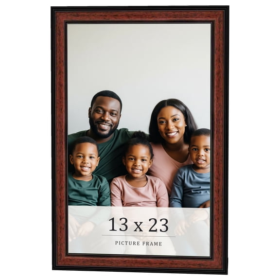 13x23 Frame Executive Brown Round Mahogany Finish Solid Wood Picture Frame | 1.25 Inch Moulding