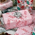 thumbnail image 5 of Christmas Reversible Wrapping Paper Roll - Silver Metallic Foil Shine Sock, Elfin & Pink Candy Cane Design for Christmas, New Year Celebration - Mini Roll - 17 Inch x 33 Feet, 5 of 15