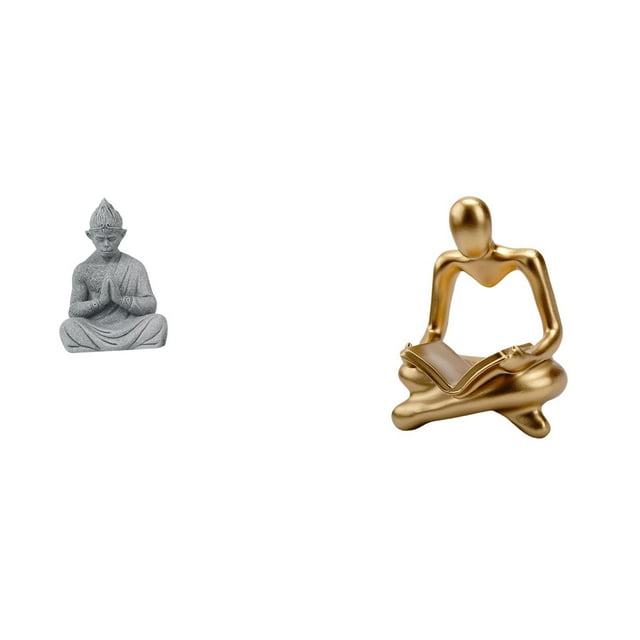 Estatua de Buda Pensador Mono, estatuilla creativa abstracta, escultura Sun Wukong, artesanía budista coleccionable en miniatura para hotel, patio, sa