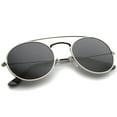 thumbnail image 4 of sunglassLA Unisex Retro Fashion Minimal Thin Metal Brow Bar Round Sunglasses (Silver / Smoke) - 52mm, 4 of 4
