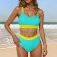thumbnail image 2 of UTSJKR Womens High Waisted Bikini Sets Sporty 2 Piece Swimsuits Color Block Full Coverage Modest Tummy Control Bathing Suits Yellow S, 2 of 7