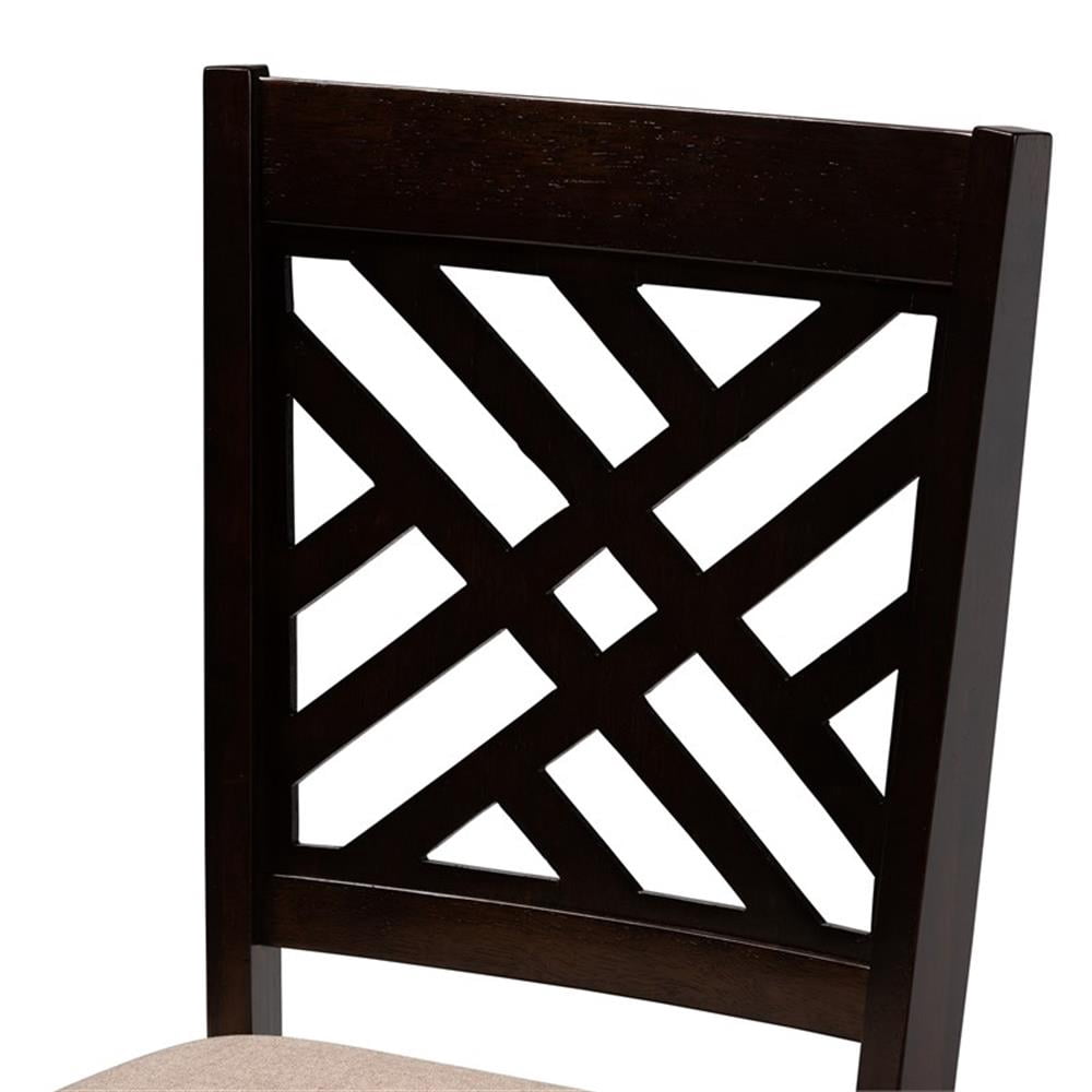 Baxton Studio Caron Fabric and Wood Dining Chairs in Sand and Brown Set of 4