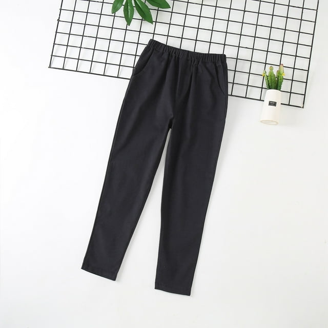 Uniformes pour Enfants Garçons Pantalons Droits avec Poches Pantalons Chino à Enfiler Pantalons Extensibles Pantalons Uniformes pour Garçons Tenues de Rentrée pour Garçons de 7-8 Ans Pantalons Garçons Taille
